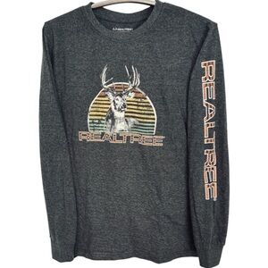 Realtree Charcoal Gray Deer Graphic Long Sleeve Shirt